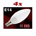 4 Ampoules bougie 15 LED E14 blanc chaud