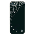 Coque pour iPhone 5 avec cuir véritable surpiqué et cristaux Swarovski - Noire