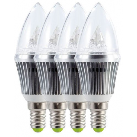 4 ampoules bougie à LED - E14 - 4W - blanc chaud