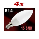 4 Ampoules bougie 15 LED E14 blanc froid