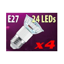 4 Ampoules 24 LED E27 blanc froid