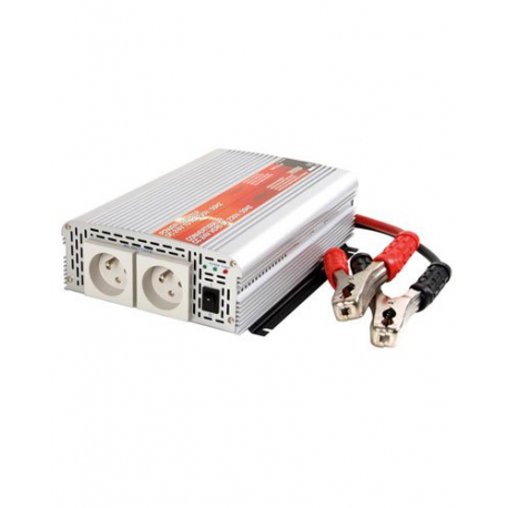 Convertisseur avec ondes sinusoïdales - 1000 W - Entrée 12 V / 2 sorties 220 V secteur Terre