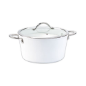 Casserole aluminium avec revêtement en céramique + couvercle en verre transparent - 20 cm - Blanc