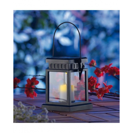 Lanterne de jardin classique à LED et à énergie solaire avec anse