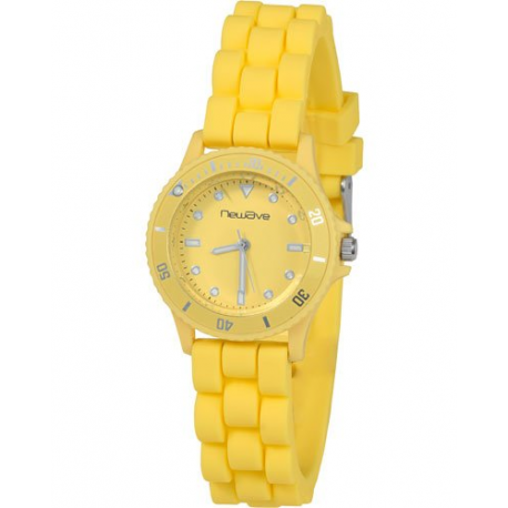 Montre stylé avec bracelet en silicone souple et très confortable - Jaune pâle