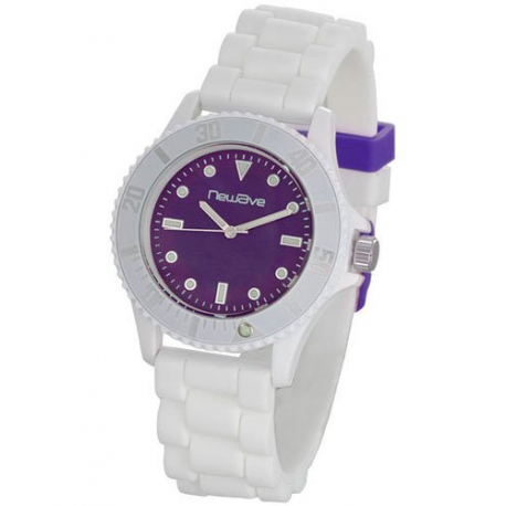 Montre stylé avec bracelet en silicone souple et très confortable - Blanc prune