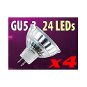 4 Ampoules 24 LED GU5.3 blanc chaud