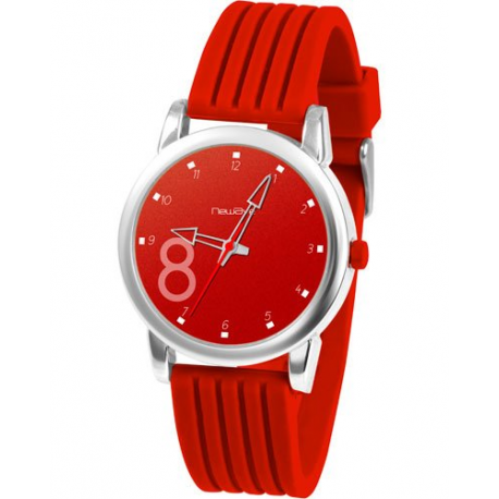 Montre stylé avec bracelet en silicone souple et confortable - Rouge vif