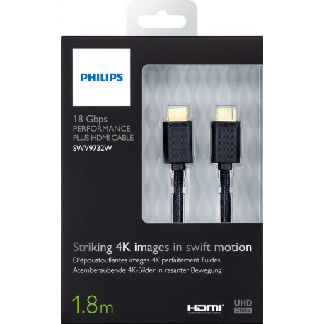 Câble hdmi 4k et ethernet jusqu'à 1,8 gbps philips swv9732w