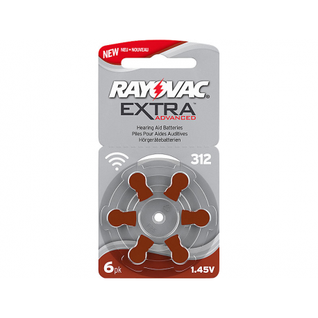 Pack piles bouton zinc air pr41 pour appareil auditif par 6