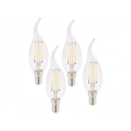 Ampoule à filament led forme flamme pour chandelier, classe a+, 4w