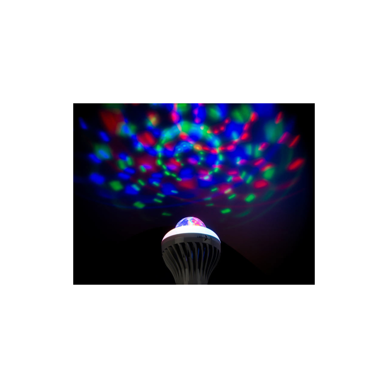 Ampoule LED E27 avec éclairage Blanc ou Couleurs rotative Disco