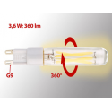 Ampoule g9 led à filament blanc chaud 3,6 w / 360 lm