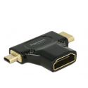 Adaptateur hdmi femelle - hdmi mini-c mâle + micro-d mâle - delock 65666