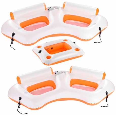 Pack spécial piscine 2 canapés gonflables et 1 bar flottant