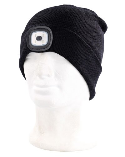 Bonnet noir spécial Running avec 4 LED : sécurité running, Bonnets /  Casquettes