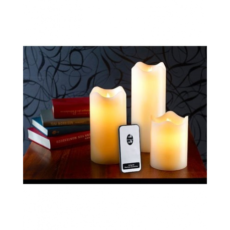 Bougie à LED en cire véritable pas cher, télécommandée, 3 tailles, Bougeoirs et bougies à LED